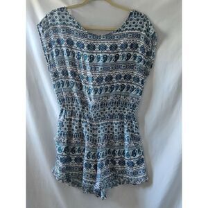 Teenbell Sleeveless Top Blouse‎ Elastic Waist Blue Size Medium
